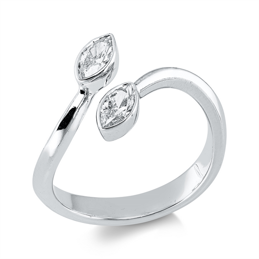 Ring 18 kt WG, 2 Nav. 0,49 ct, F-vsi/si