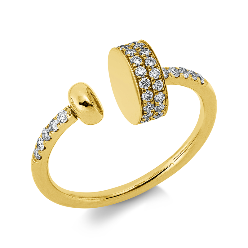 Ring 18 kt GG, 10 Brill. 0,11 ct, TW-si, 38 Brill. 0,26 ct, TW-si