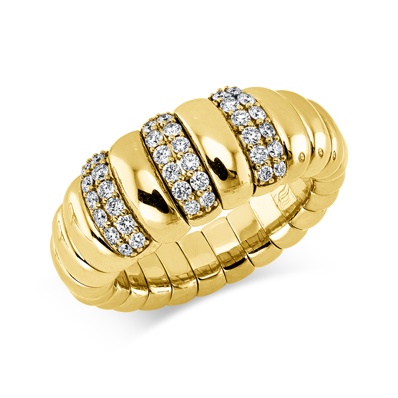 Ring 18 kt GG, Flex-Band, variabel, 24 Brill. 0,29 ct, TW-pi, 12 Brill. 0,09 ct, TW-pi