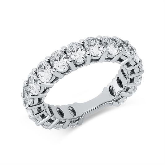 Ring 18 kt WG, 3 Oval 0,65 ct, I-vsi/si, 13 Oval 2,92 ct, I-vsi/si, 2 Oval 0,35 ct, I-vsi/si