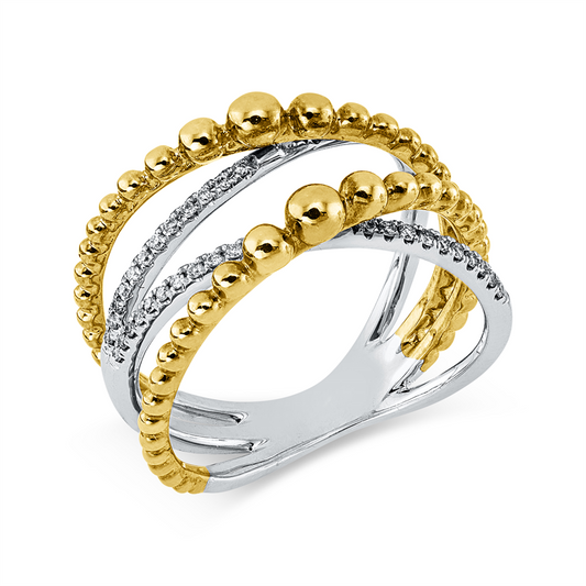 Ring 18 kt WG+GG, 44 Brill. 0,15 ct, I-si