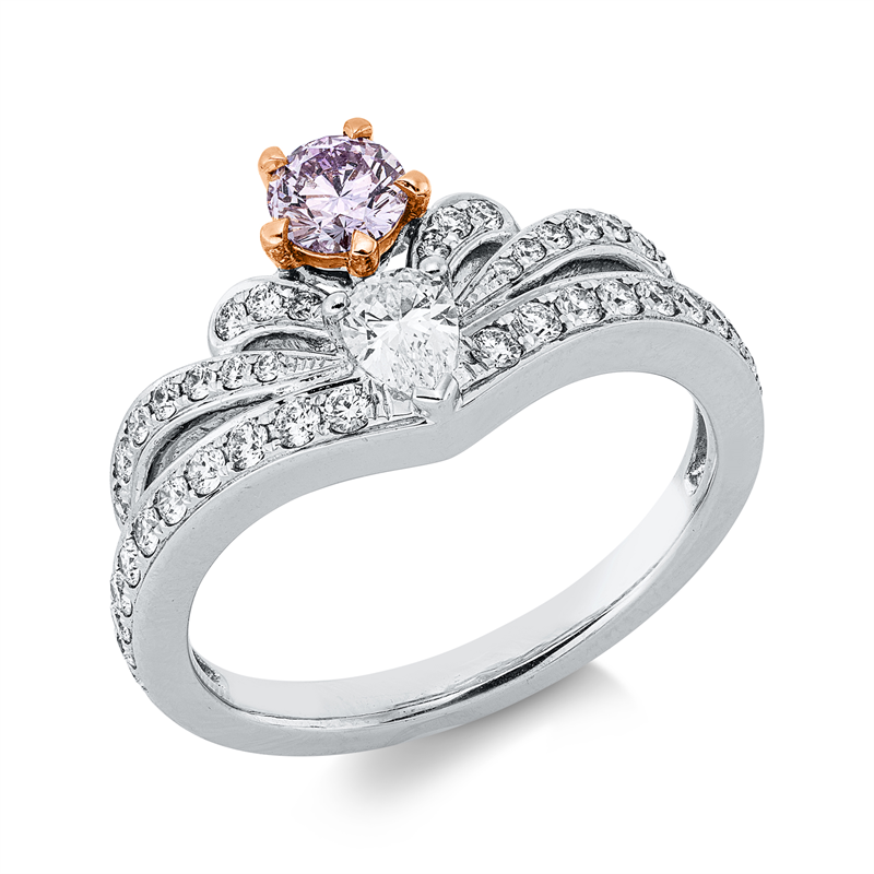 Ring 18 kt WG, 18 Brill. 2,84 ct, fancy