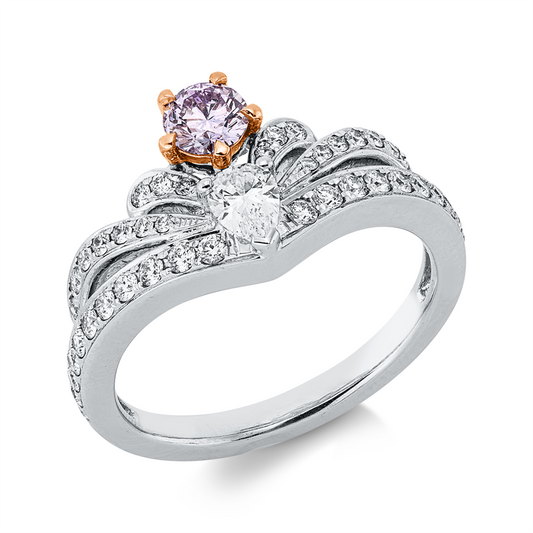 Ring 18 kt WG, 18 Brill. 2,84 ct, fancy
