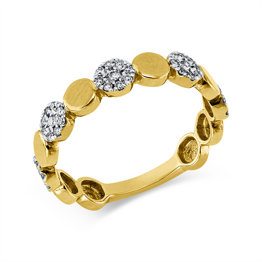 Ring 18 kt GG, Fassung rhodiniert, 45 Brill. 0,21 ct, I-si