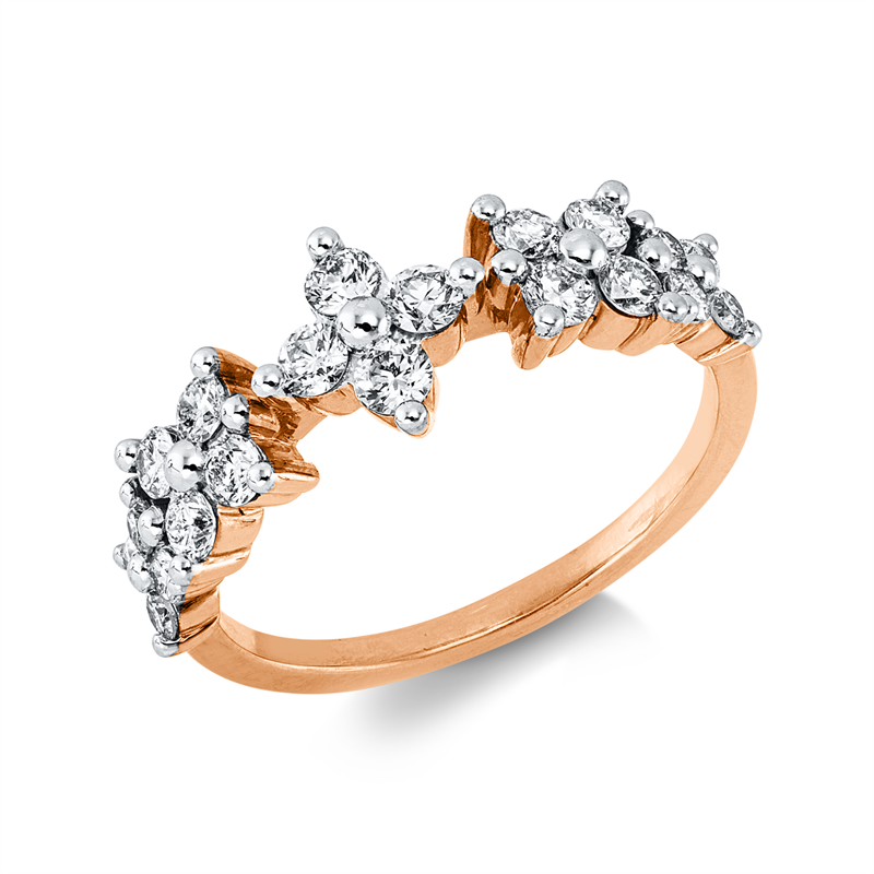 Ring 18 kt RG+WG, 20 Brill. 0,69 ct, I-si