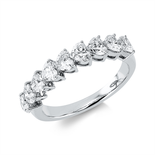Ring 18 kt WG, 9 Herzschl. 1,32 ct, F-vsi