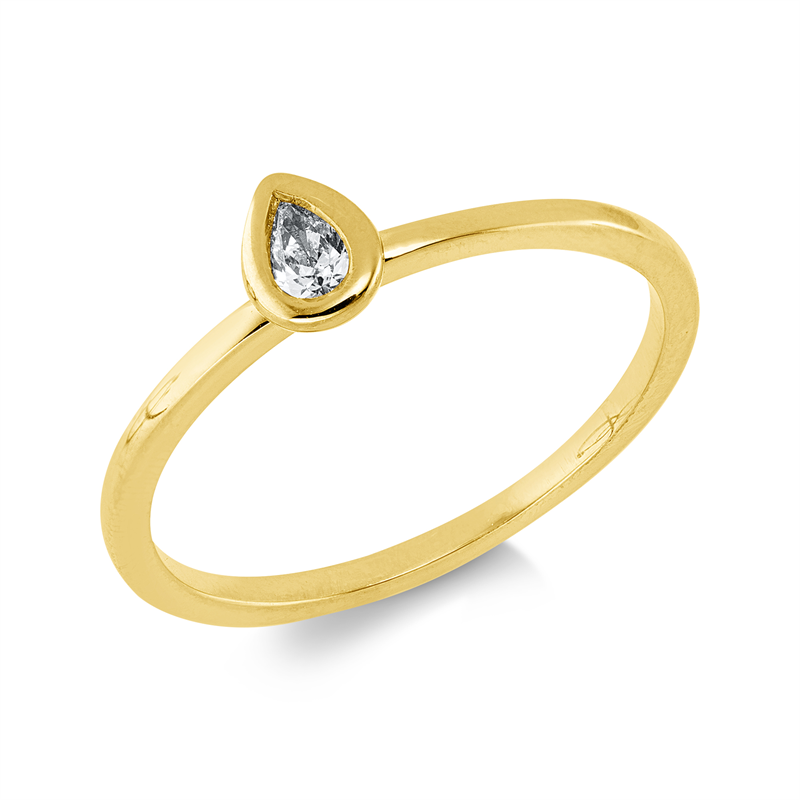 Ring 18 kt GG, 1 Tropfen 0,09 ct, TW-si