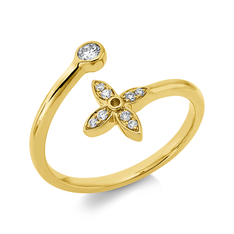 Ring 18 kt GG, 1 Brill. 0,07 ct, TW-si, 8 Brill. 0,05 ct, TW-si