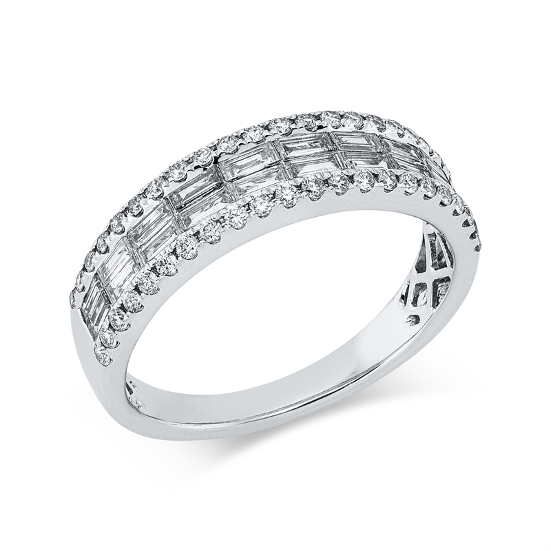 Ring 18 kt WG, 20 Bag. 0,50 ct, TW-si, 44 Brill. 0,28 ct, TW-si