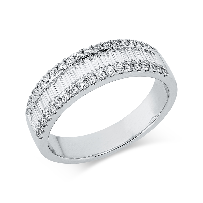 Ring 18 kt WG, 20 Bag. 0,42 ct, TW-si, 38 Brill. 0,25 ct, TW-si