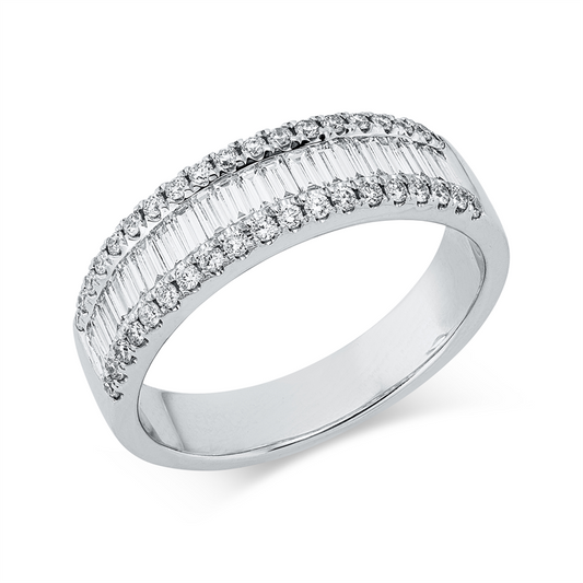 Ring 18 kt WG, 20 Bag. 0,42 ct, TW-si, 38 Brill. 0,25 ct, TW-si
