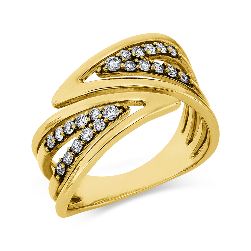 Ring 18 kt GG, 2 Brill. 0,05 ct, TW-si, 20 Brill. 0,31 ct, TW-si