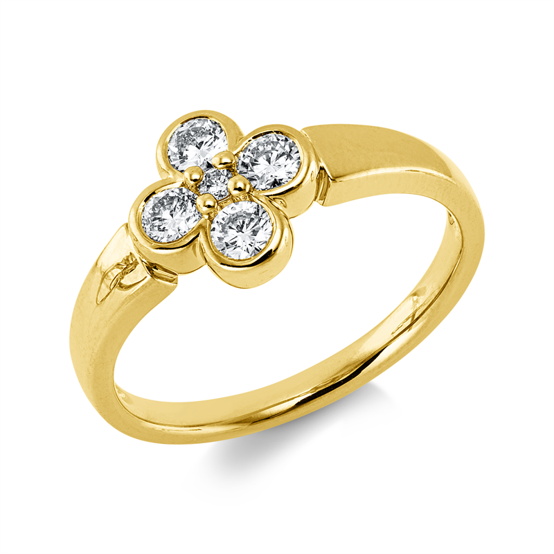 Ring 14 kt GG, 5 Brill. 0,42 ct, W-si