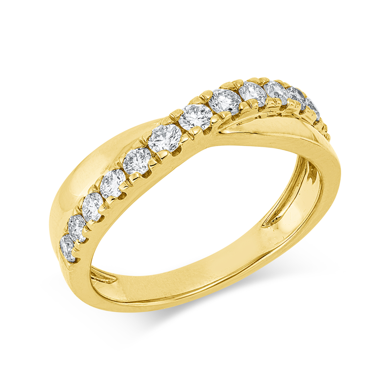 Ring 14 kt GG, 13 Brill. 0,53 ct, W-si