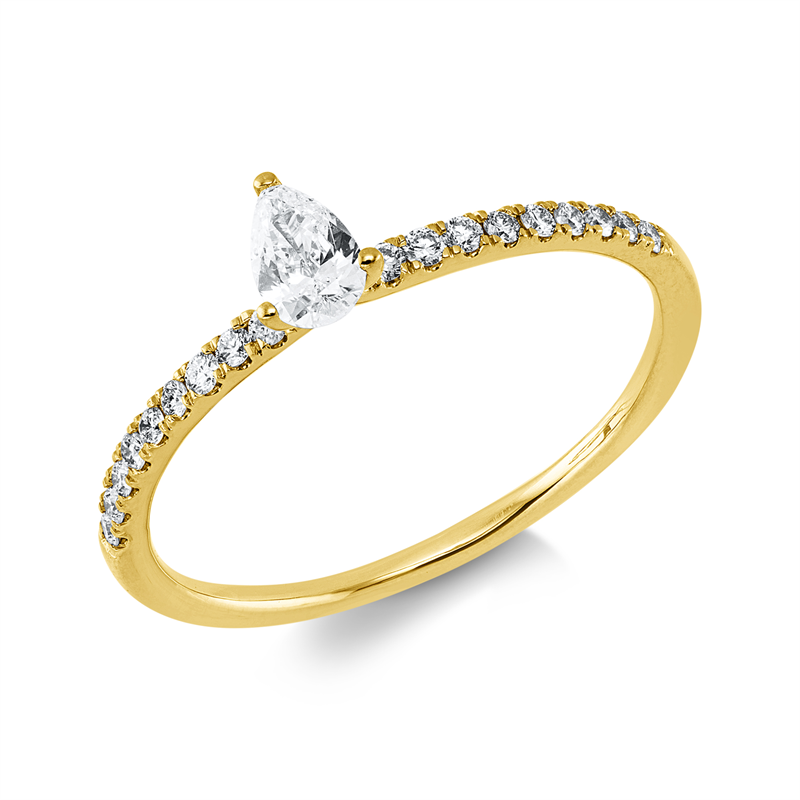 Ring 18 kt GG, 1 Tropfen 0,19 ct, TW-si, 18 Brill. 0,14 ct, TW-si