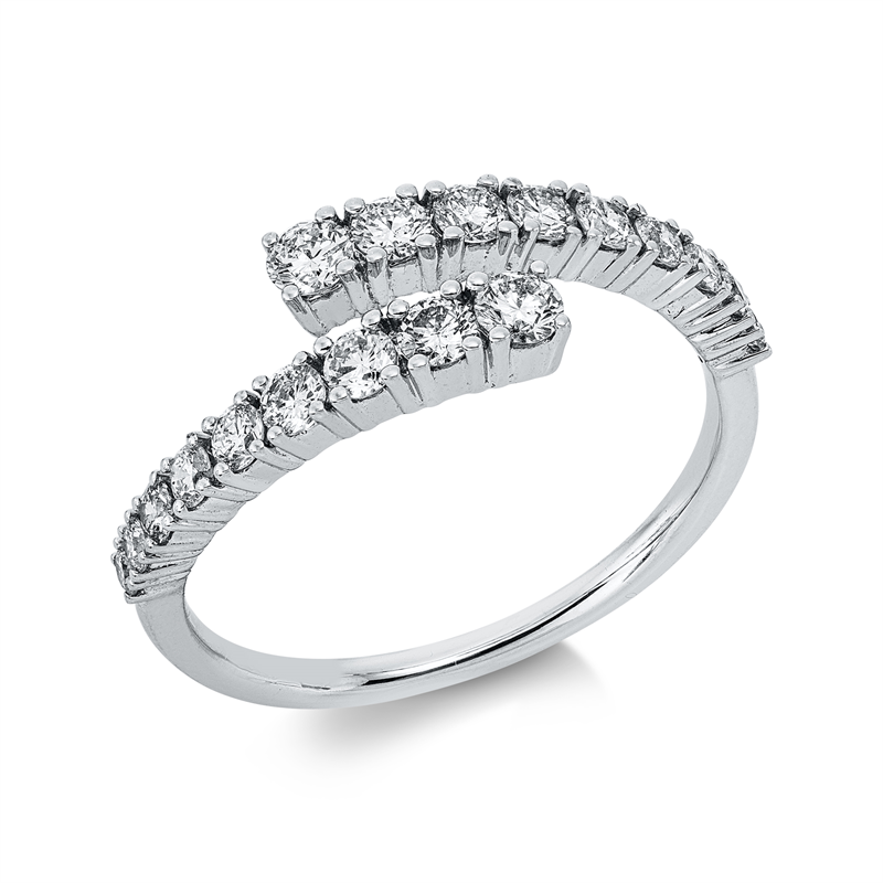 Ring 14 kt WG, 18 Brill. 0,64 ct, W-si