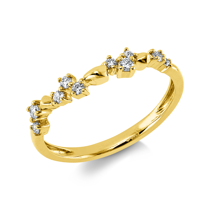 Ring 14 kt GG, 10 Brill. 0,16 ct, W-si/pi