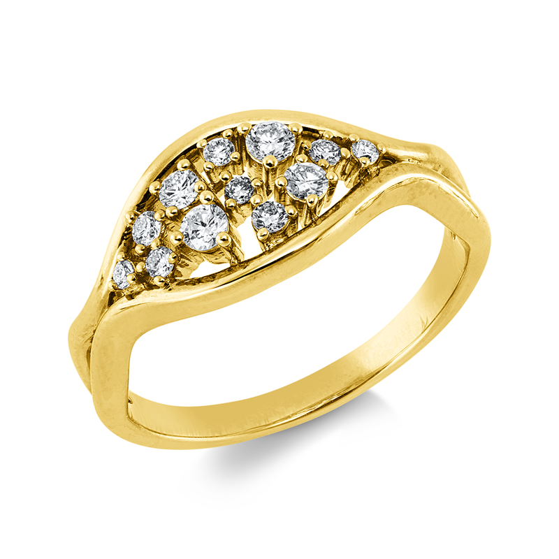 Ring 14 kt GG, 12 Brill. 0,26 ct, W-si/pi