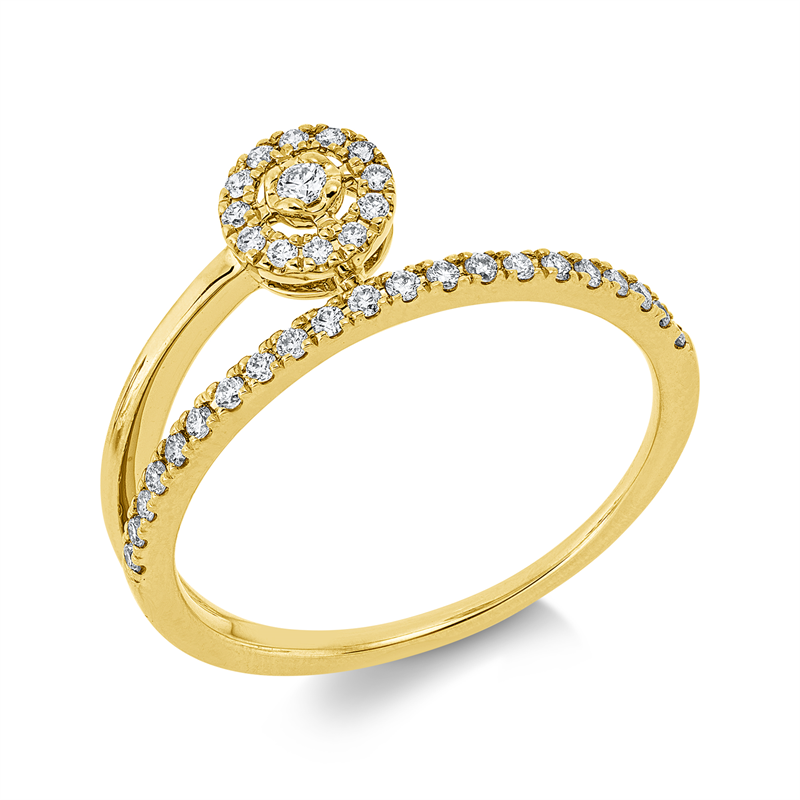 Ring 14 kt GG, 34 Brill. 0,21 ct, W-si/pi