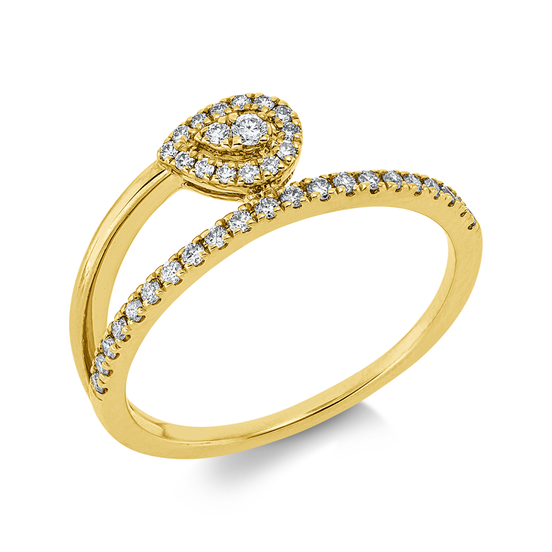 Ring 14 kt GG, 37 Brill. 0,21 ct, W-si/pi
