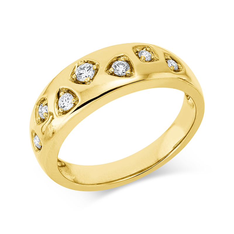 Ring 14 kt GG, 7 Brill. 0,23 ct, W-si/pi