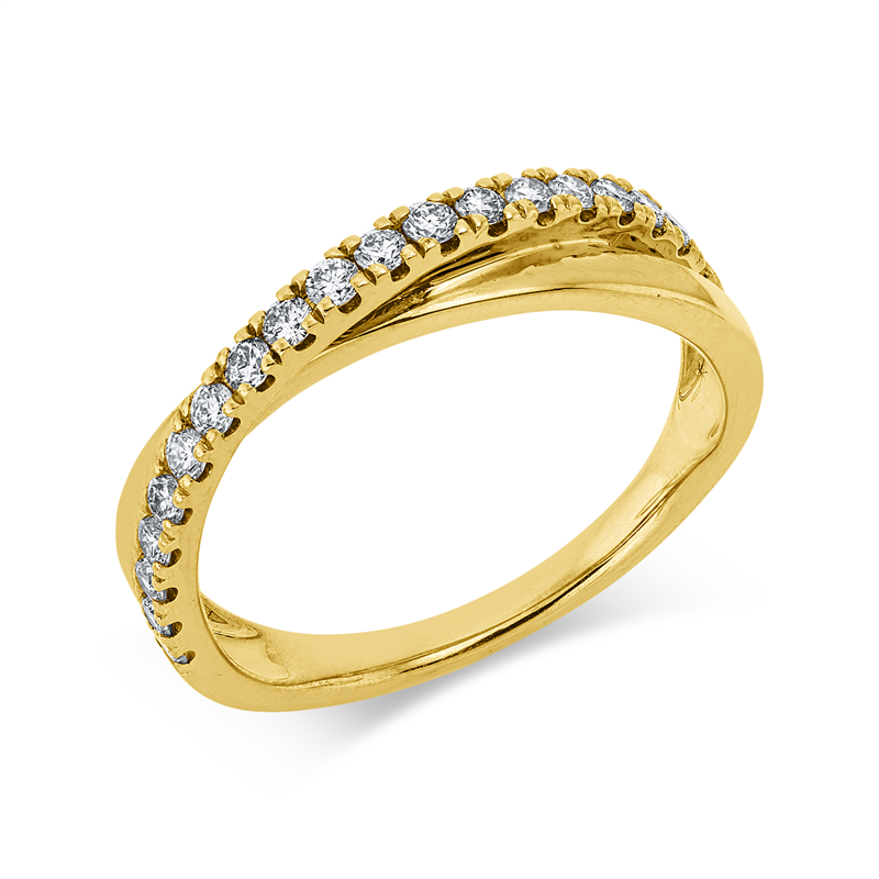 Ring 14 kt GG, 19 Brill. 0,34 ct, W-si/pi
