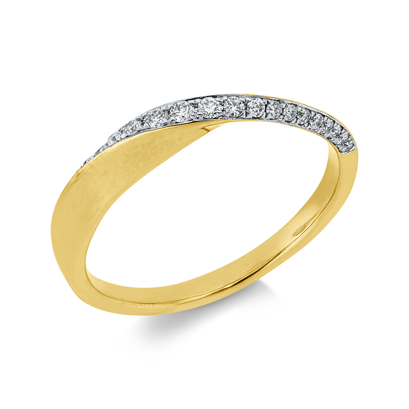 Ring 14 kt GG+WG, 23 Brill. 0,15 ct, W-si/pi