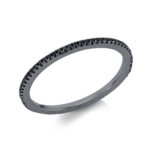 Ring 18 kt WG, Fassung schwarz rhodiniert, 67 Brill. 0,15 ct, schwarz