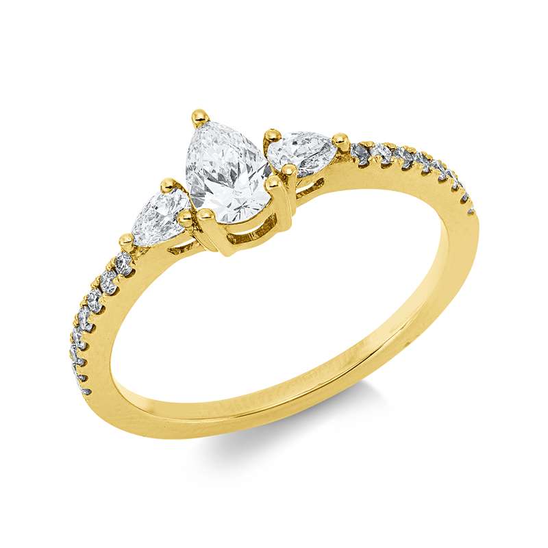 Ring 18 kt GG, 19 Fant-Schl. 0,57 ct, I-vsi/si