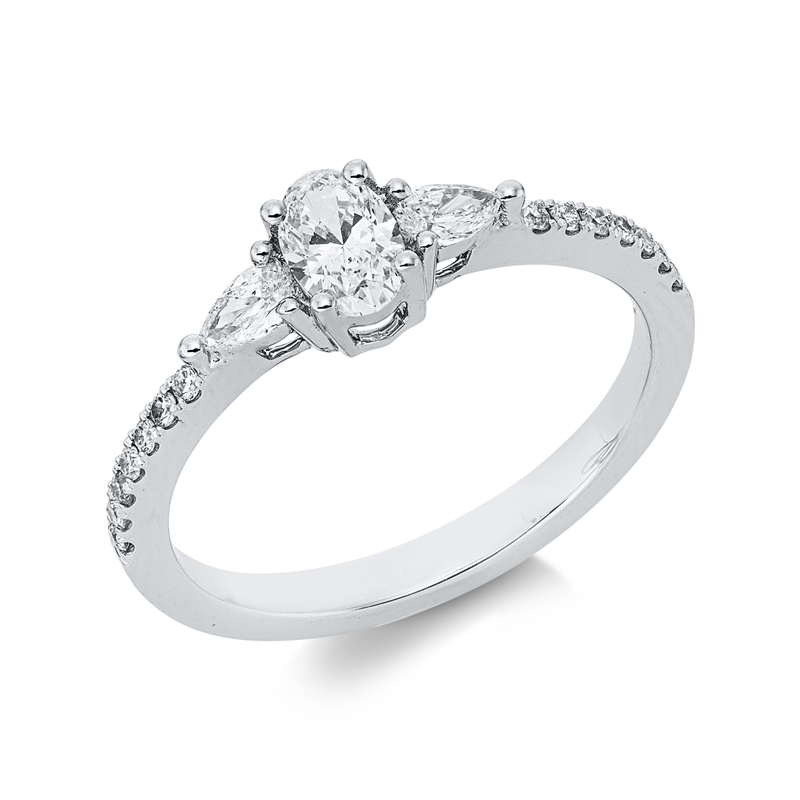 Ring 18 kt WG, 17 Fant-Schl. 0,54 ct, TW-vsi/si
