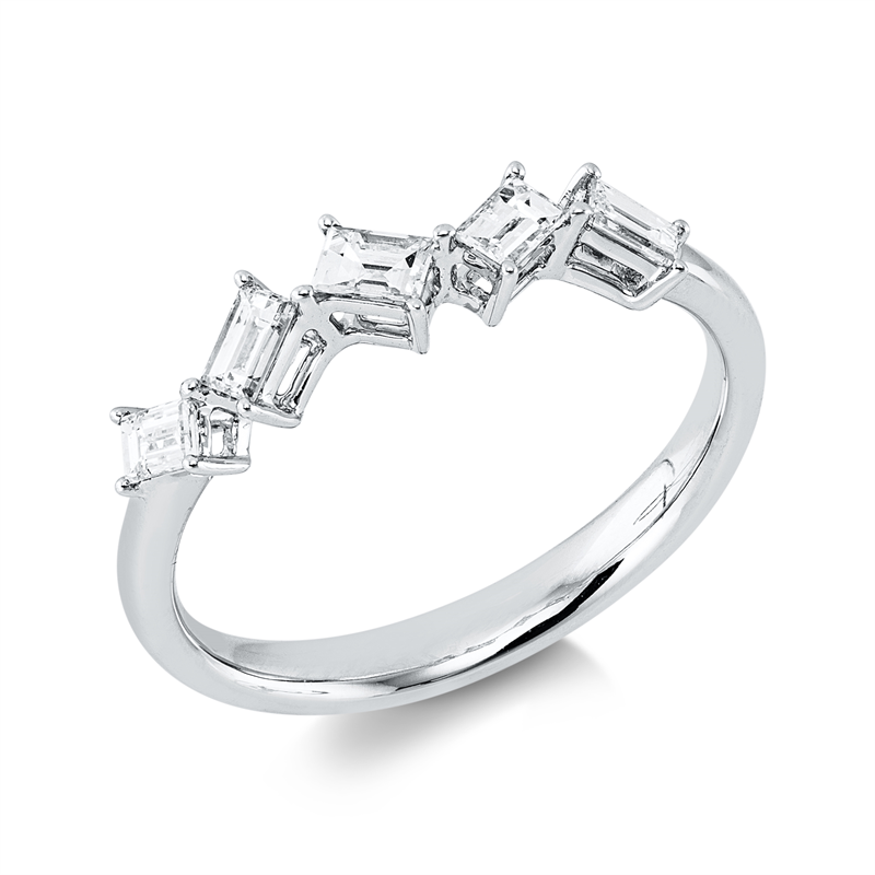 Ring 18 kt WG, 5 Bag. 0,41 ct, TW-vsi