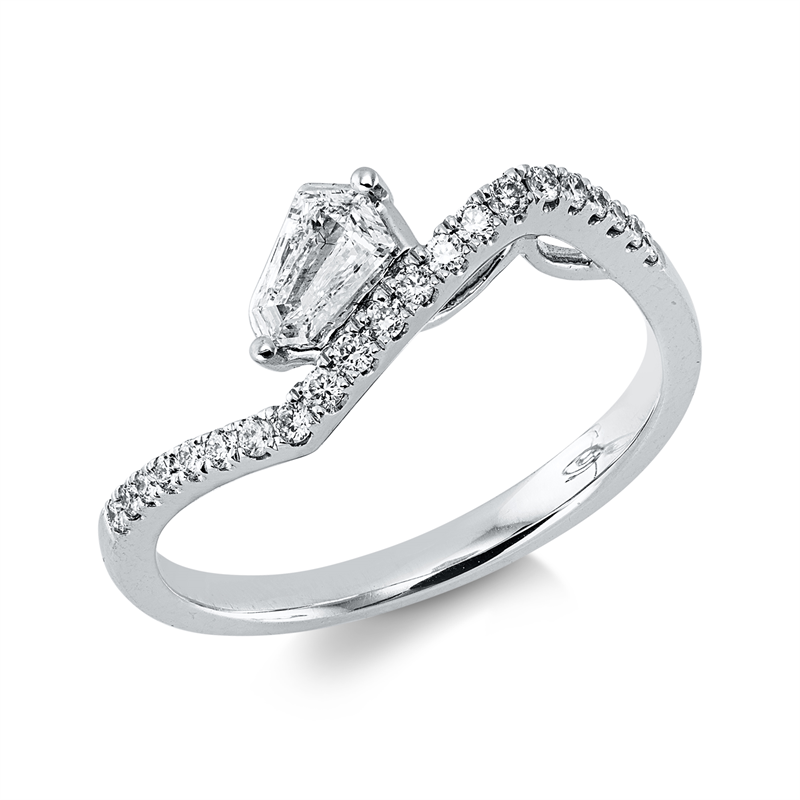 Ring 18 kt WG, 1 Fant-Schl. 0,20 ct, TW-vsi, 21 Brill. 0,15 ct, TW-si