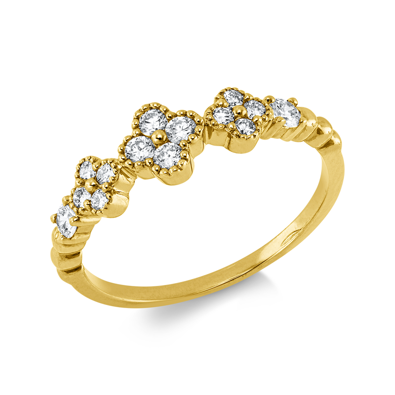 Ring 18 kt GG, 14 Brill. 0,31 ct, TW-si