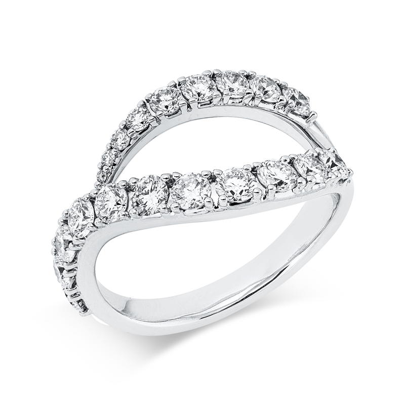 Ring 18 kt WG, 3 Brill. 0,09 ct, TW-si, 4 Brill. 0,24 ct, TW-si, 11 Brill. 0,86 ct, TW-si, 2 Brill. 0,01 ct, TW-si