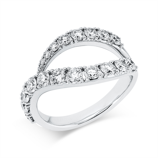 Ring 18 kt WG, 3 Brill. 0,09 ct, TW-si, 4 Brill. 0,24 ct, TW-si, 11 Brill. 0,86 ct, TW-si, 2 Brill. 0,01 ct, TW-si