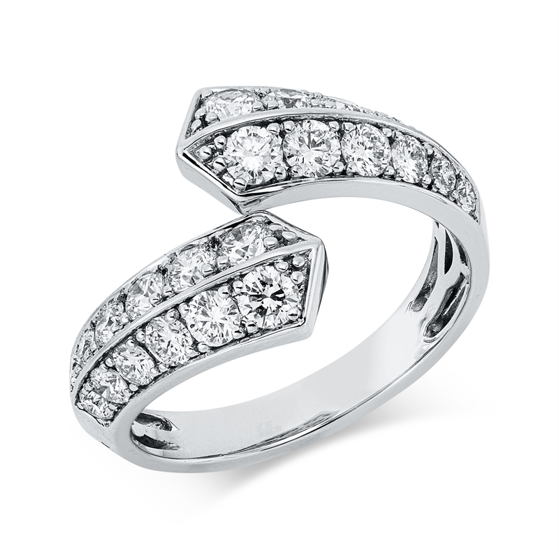 Ring 18 kt WG, 6 Brill. 0,33 ct, TW-si, 6 Brill. 0,45 ct, TW-si, 12 Brill. 0,37 ct, TW-si