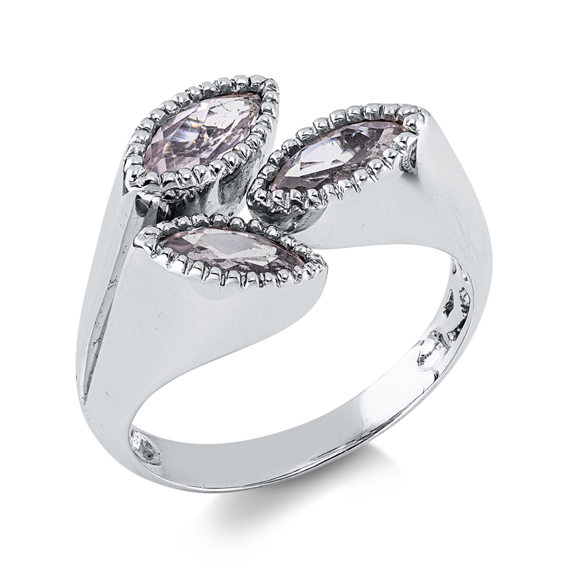Ring 14 kt WG, 3 Quarz 0,96 ct pink