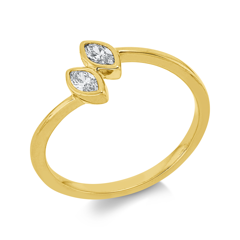 Ring 18 kt GG, 2 Nav. 0,20 ct, TW-si