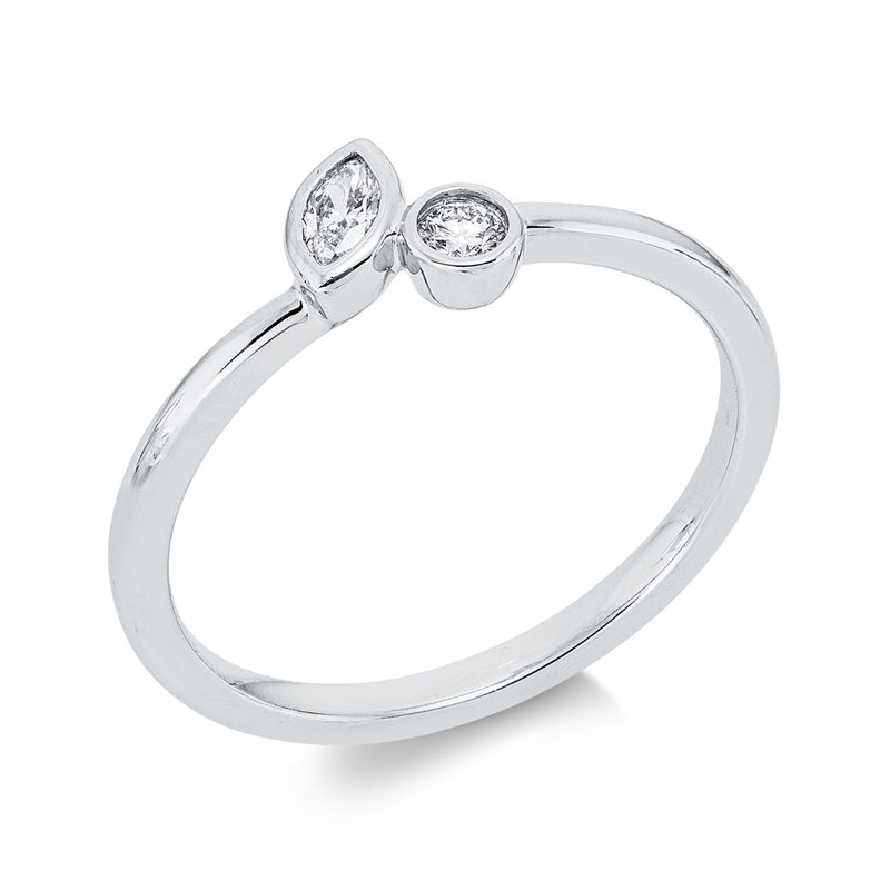 Ring 18 kt WG, 1 Nav. 0,09 ct, TW-si, 1 Brill. 0,05 ct, TW-si