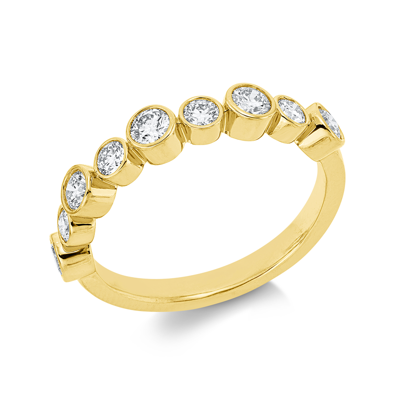 Ring 18 kt GG, 5 Brill. 0,43 ct, TW-si, 4 Brill. 0,23 ct, TW-si