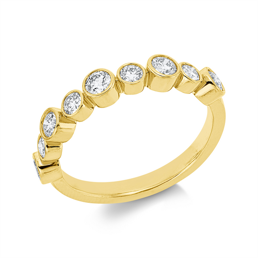 Ring 18 kt GG, 5 Brill. 0,43 ct, TW-si, 4 Brill. 0,23 ct, TW-si