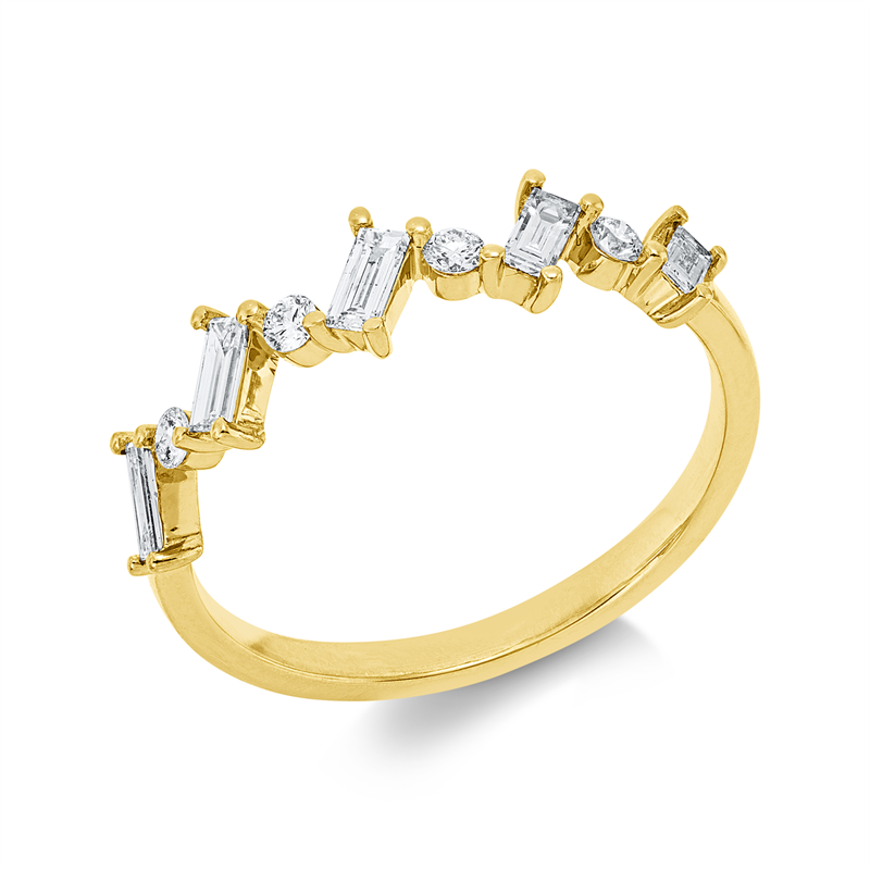 Ring 18 kt GG, 5 Bag. 0,27 ct, TW-si, 4 Brill. 0,10 ct, TW-si