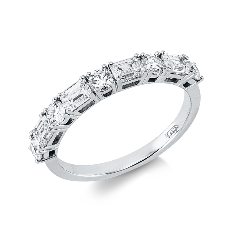 Ring 18 kt WG, 4 Sm.schliff 0,74 ct, F-si, 5 Brill. 0,42 ct, TW-si