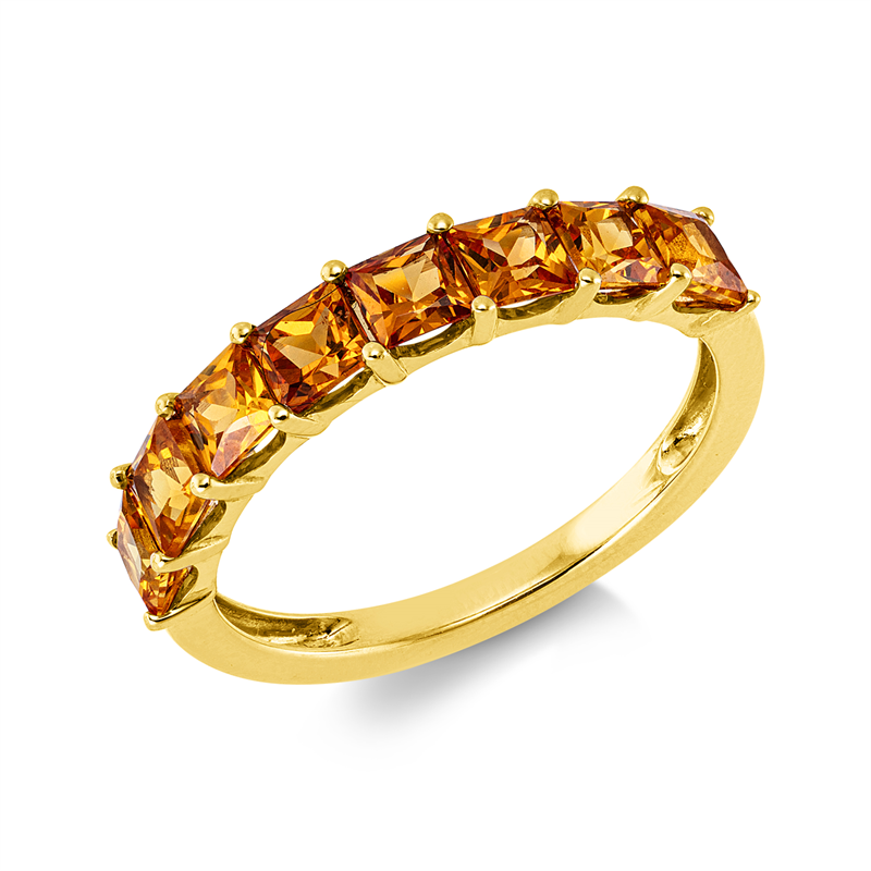 Ring 18 kt GG, 8 Saphire 1,45 ct gelb
