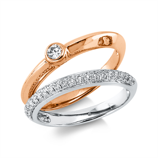 Ring 18 kt RG+WG, 1 Brill. 0,10 ct, TW-vsi, 43 Brill. 0,33 ct, TW-vsi