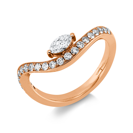 Ring 18 kt RG, 1 Nav. 0,18 ct, TW-vsi, 21 Brill. 0,29 ct, TW-vsi