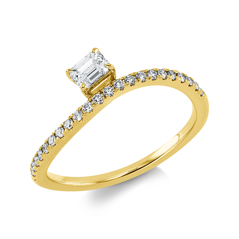Ring 18 kt GG, 1 Sm.schliff 0,26 ct, TW-si, 23 Brill. 0,16 ct, TW-si