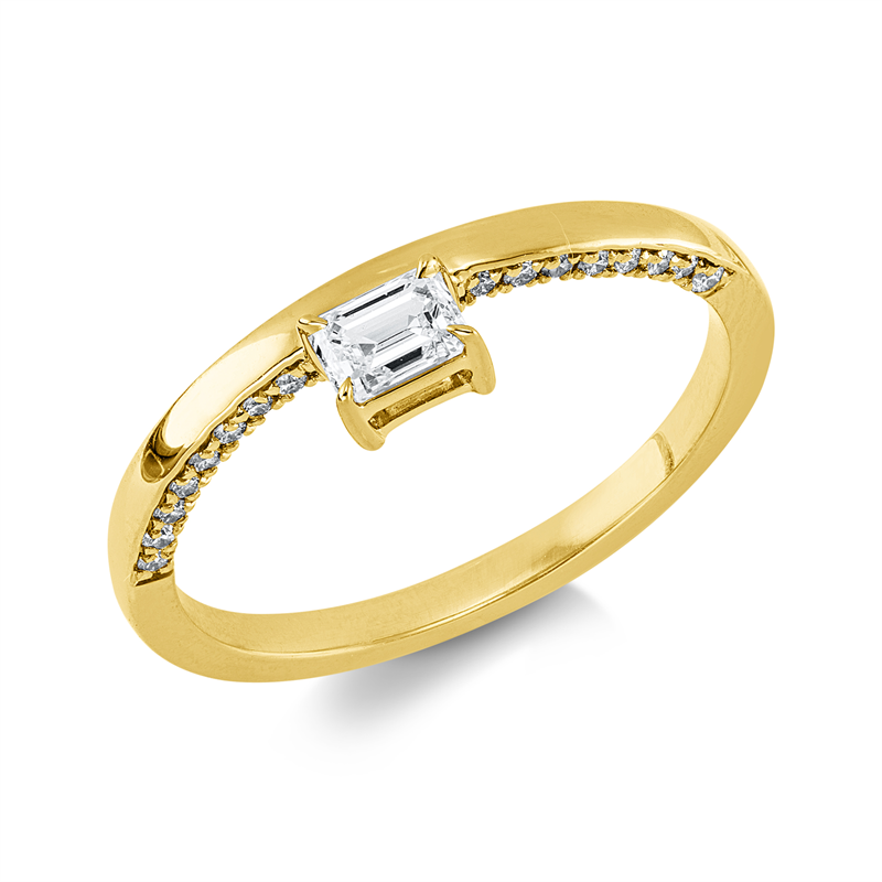 Ring 18 kt GG, 1 Sm.schliff 0,24 ct, TW-si, 36 Brill. 0,18 ct, TW-si