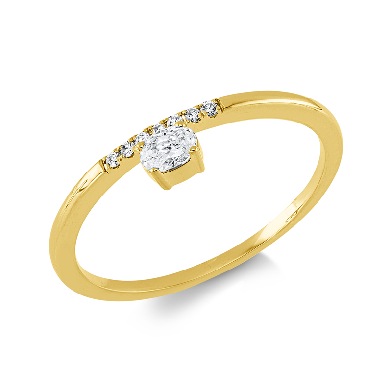 Ring 18 kt GG, 1 Oval 0,12 ct, TW-si, 7 Brill. 0,04 ct, TW-si