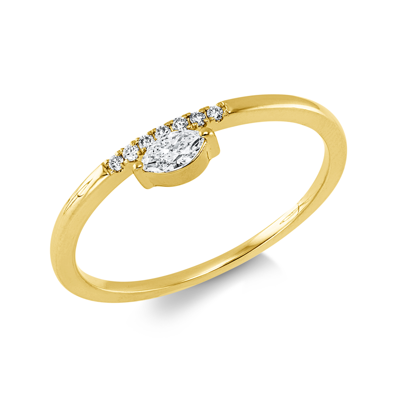 Ring 18 kt GG, 1 Nav. 0,11 ct, TW-si, 7 Brill. 0,04 ct, TW-si